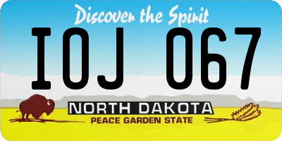 ND license plate IOJ067