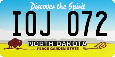 ND license plate IOJ072