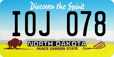 ND license plate IOJ078