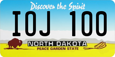 ND license plate IOJ100