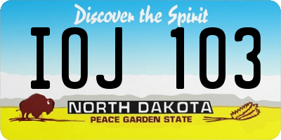 ND license plate IOJ103