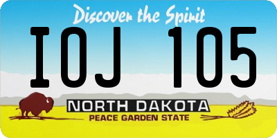 ND license plate IOJ105