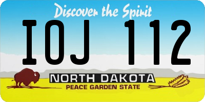 ND license plate IOJ112