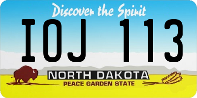 ND license plate IOJ113