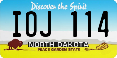 ND license plate IOJ114