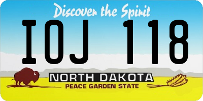 ND license plate IOJ118