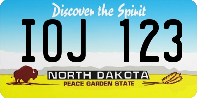 ND license plate IOJ123