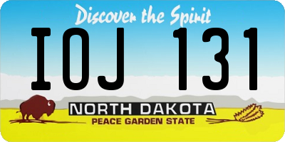 ND license plate IOJ131