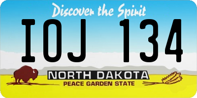 ND license plate IOJ134