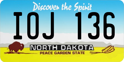 ND license plate IOJ136