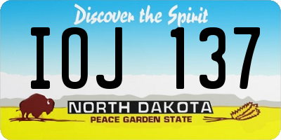 ND license plate IOJ137