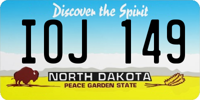 ND license plate IOJ149