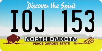 ND license plate IOJ153