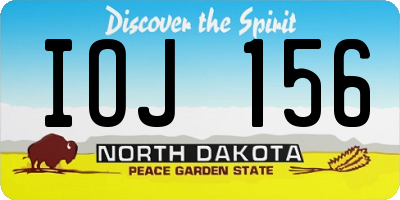ND license plate IOJ156