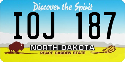ND license plate IOJ187