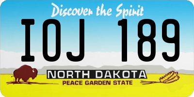 ND license plate IOJ189