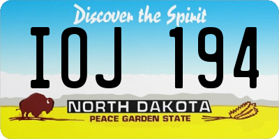 ND license plate IOJ194