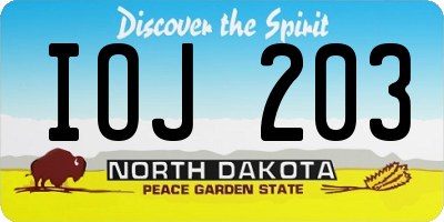 ND license plate IOJ203