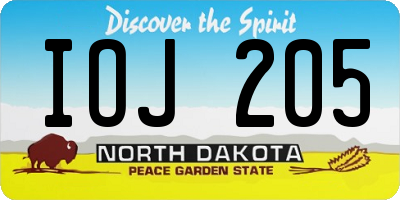 ND license plate IOJ205
