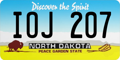 ND license plate IOJ207