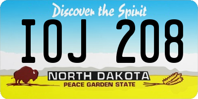 ND license plate IOJ208