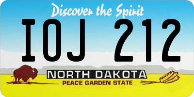 ND license plate IOJ212