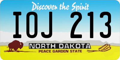 ND license plate IOJ213