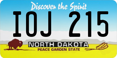 ND license plate IOJ215