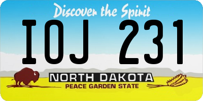 ND license plate IOJ231