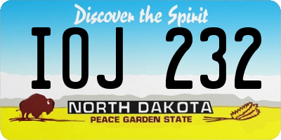 ND license plate IOJ232