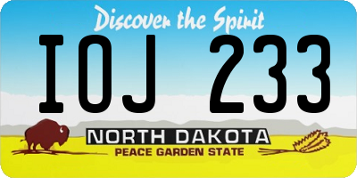 ND license plate IOJ233