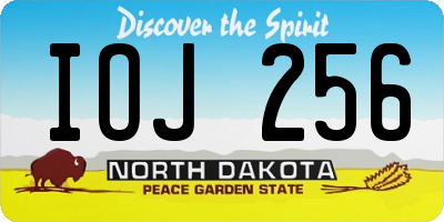 ND license plate IOJ256