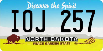 ND license plate IOJ257