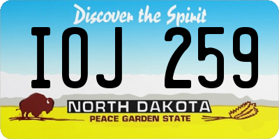 ND license plate IOJ259