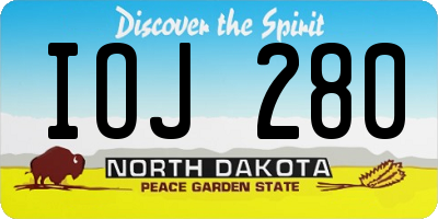 ND license plate IOJ280