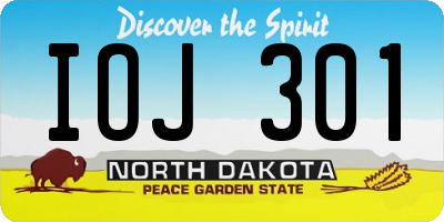 ND license plate IOJ301