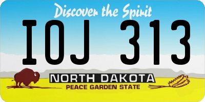 ND license plate IOJ313