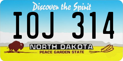 ND license plate IOJ314