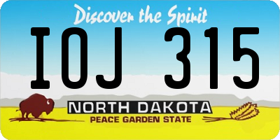 ND license plate IOJ315