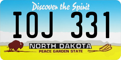 ND license plate IOJ331