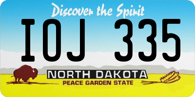 ND license plate IOJ335