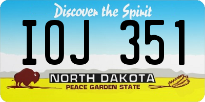 ND license plate IOJ351