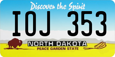 ND license plate IOJ353