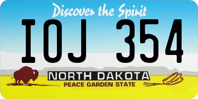 ND license plate IOJ354
