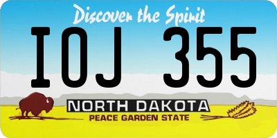 ND license plate IOJ355