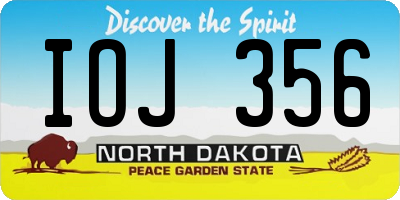 ND license plate IOJ356