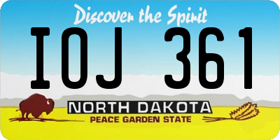 ND license plate IOJ361