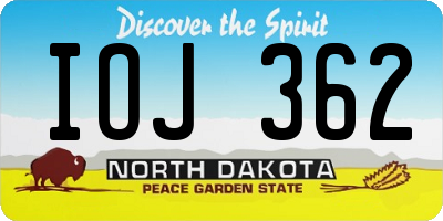 ND license plate IOJ362