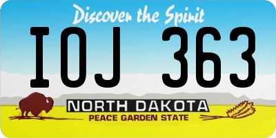 ND license plate IOJ363