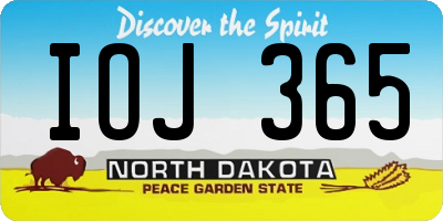 ND license plate IOJ365